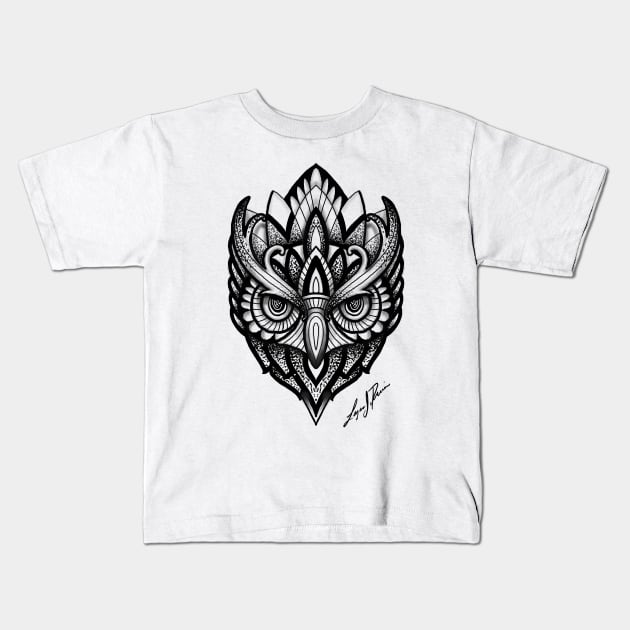 Owl Kids T-Shirt by Lazrartist